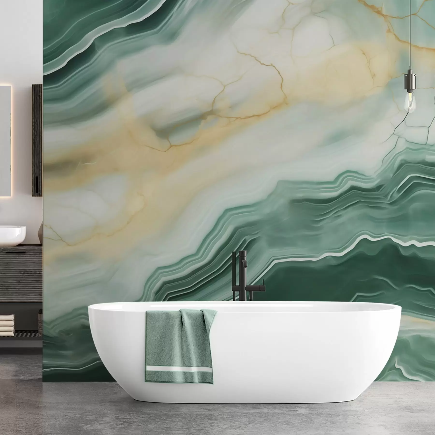 fototapet Imitare a unui model abstract cu textură de marmură, în nuanțe de verde și galben w05587