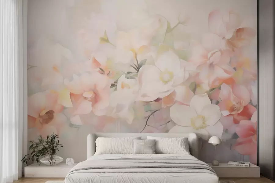 fototapet Imitație delicată de flori abstracte în stil pictural w05594