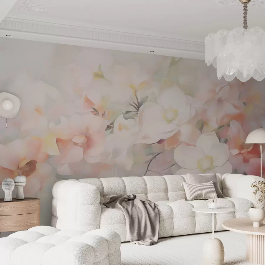 fototapet Imitație delicată de flori abstracte în stil pictural w05594