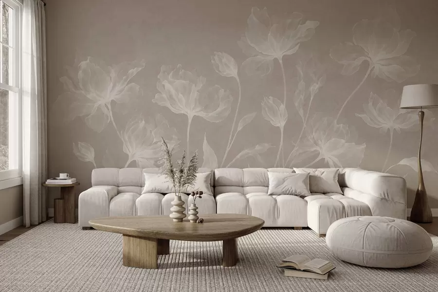 fototapet Flori elegante și aerisite, cu petale translucide dispuse în straturi, pe tulpini lungi și delicate w05579v1