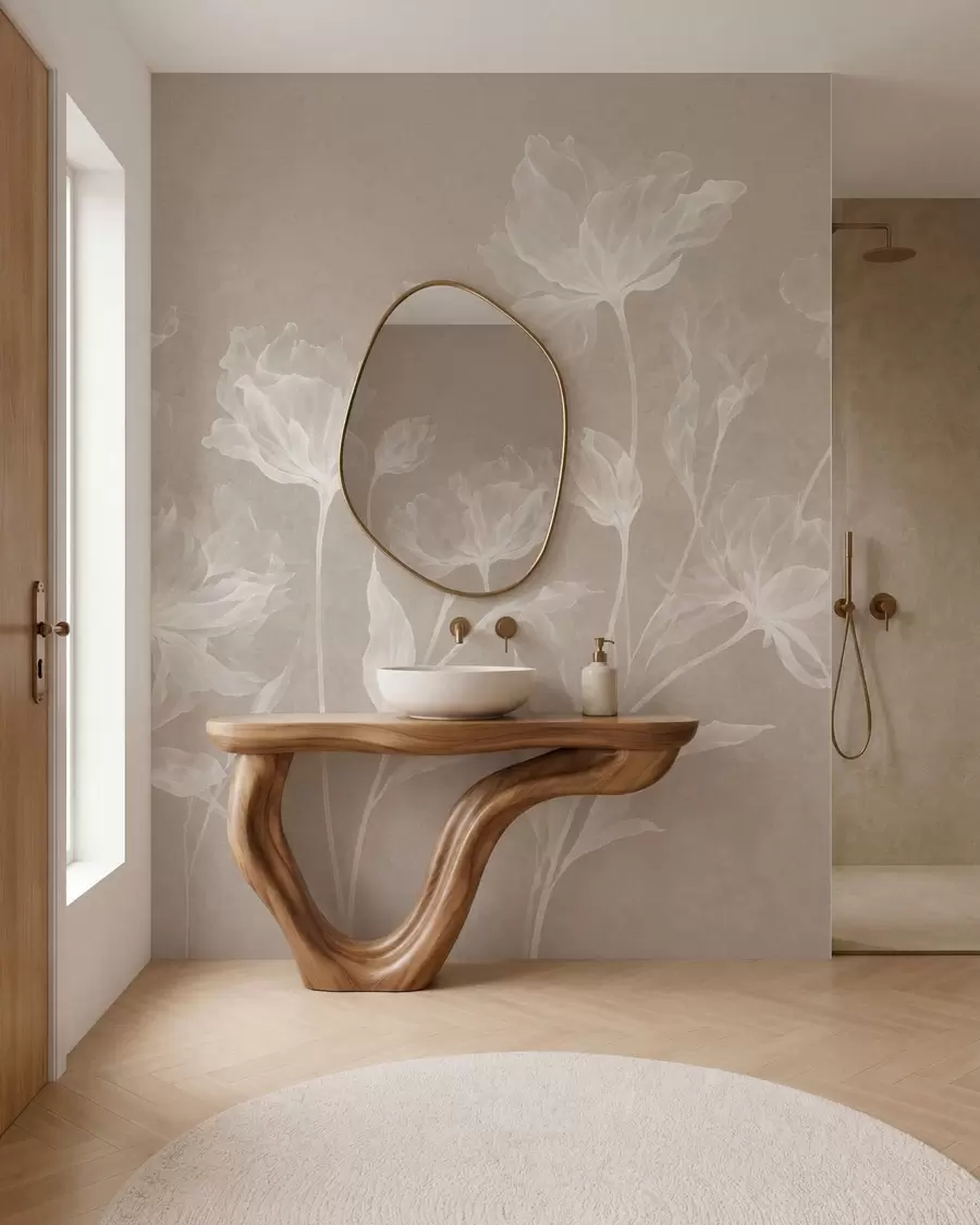 fototapet Flori elegante și aerisite, cu petale translucide dispuse în straturi, pe tulpini lungi și delicate w05579v1