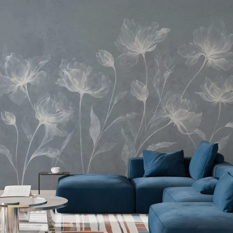 fototapet Flori elegante și aerisite, cu petale translucide dispuse în straturi, pe tulpini lungi și delicate w05579v2