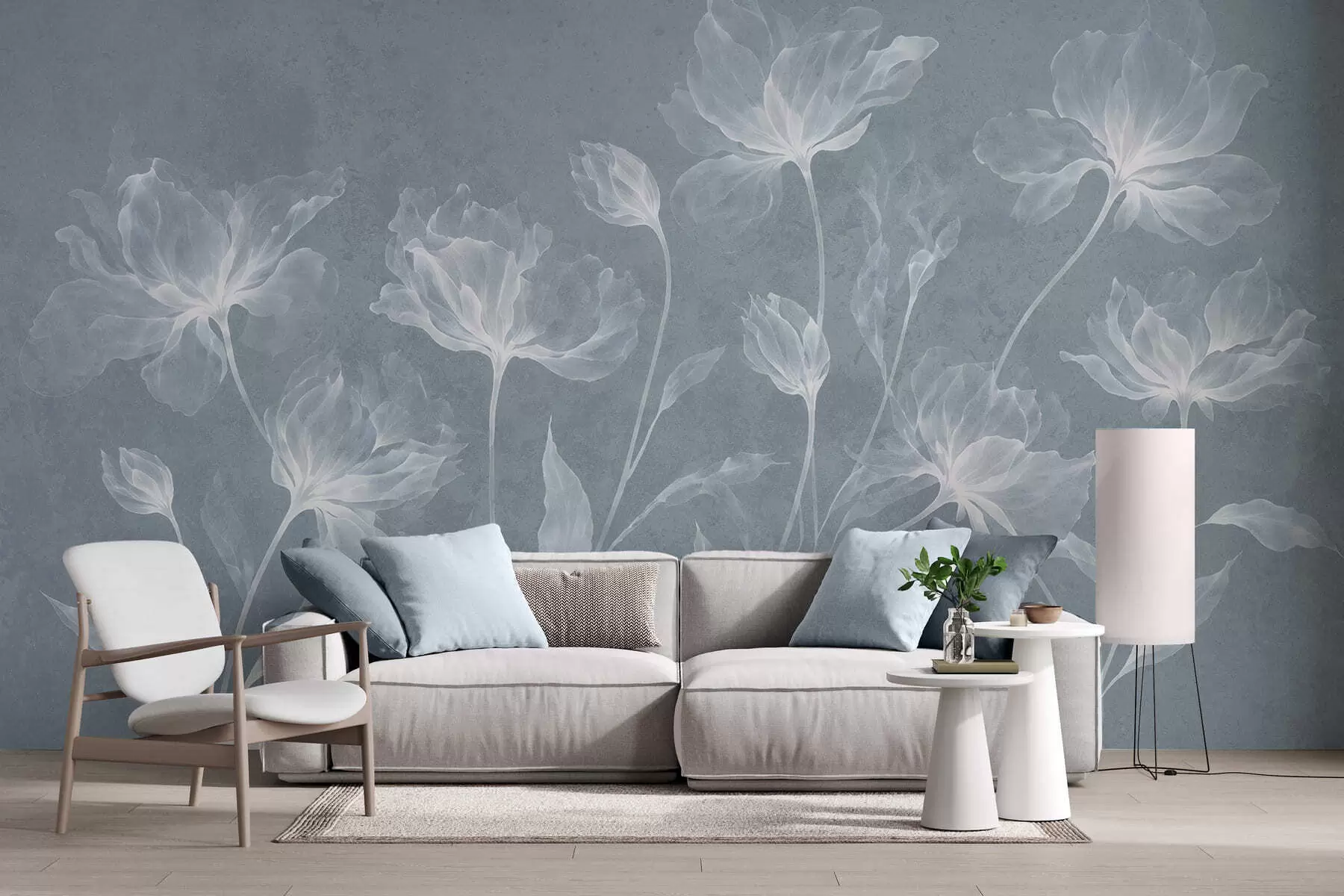 fototapet Flori elegante și aerisite, cu petale translucide dispuse în straturi, pe tulpini lungi și delicate w05579v2