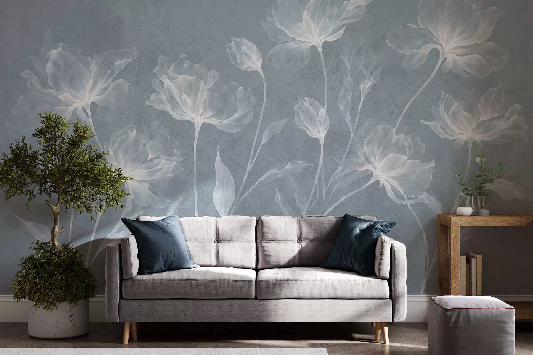 fototapet Flori elegante și aerisite, cu petale translucide dispuse în straturi, pe tulpini lungi și delicate w05579v2