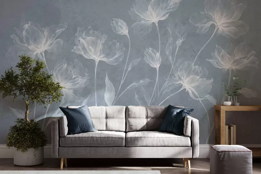 fototapet Flori elegante și aerisite, cu petale translucide dispuse în straturi, pe tulpini lungi și delicate w05579v2