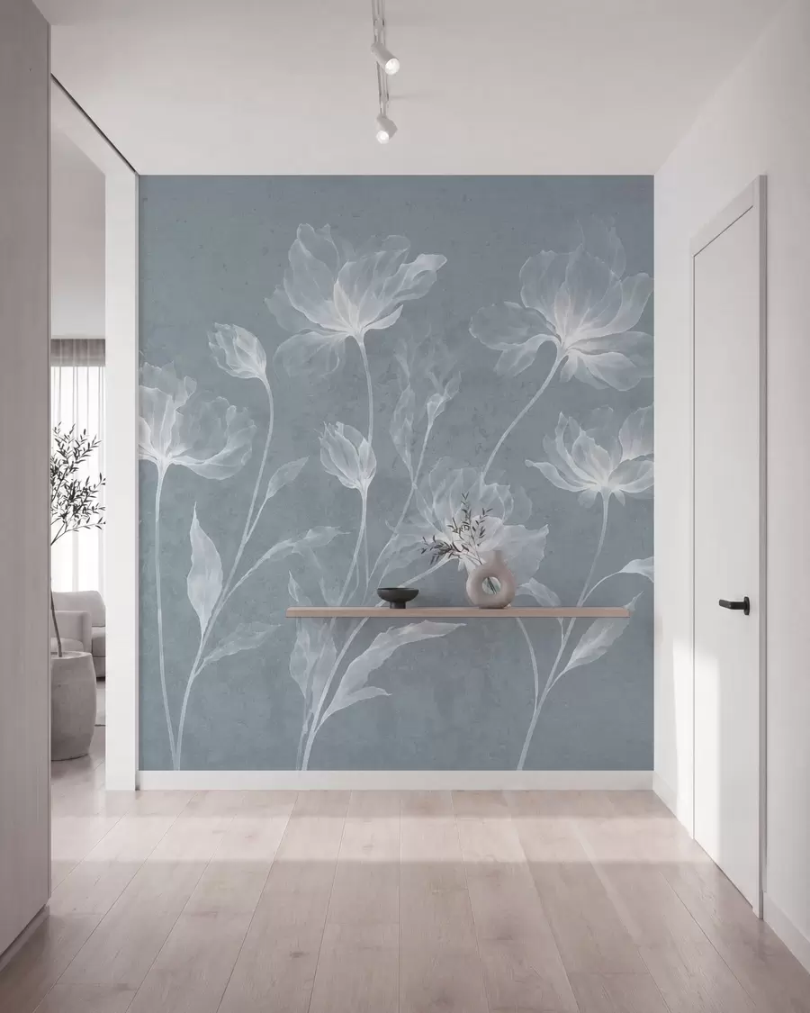 fototapet Flori elegante și aerisite, cu petale translucide dispuse în straturi, pe tulpini lungi și delicate w05579v2