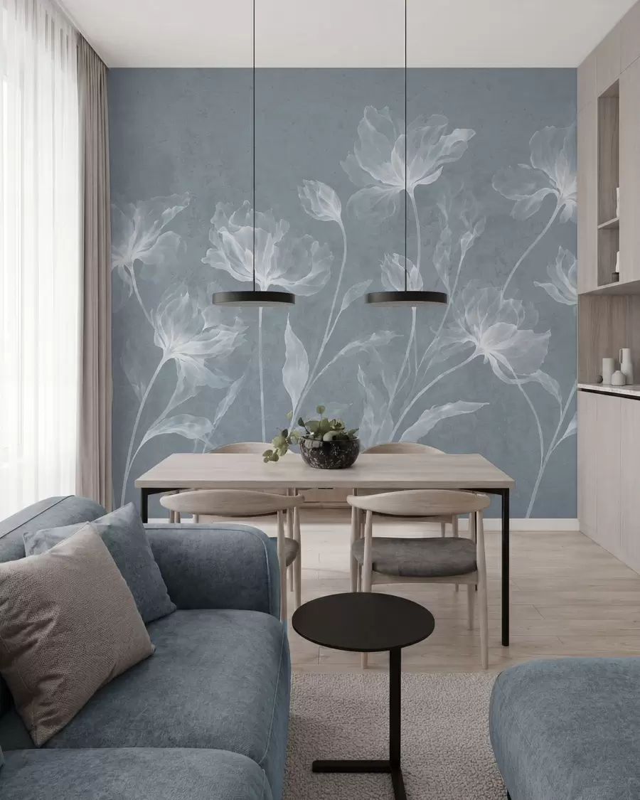 fototapet Flori elegante și aerisite, cu petale translucide dispuse în straturi, pe tulpini lungi și delicate w05579v2