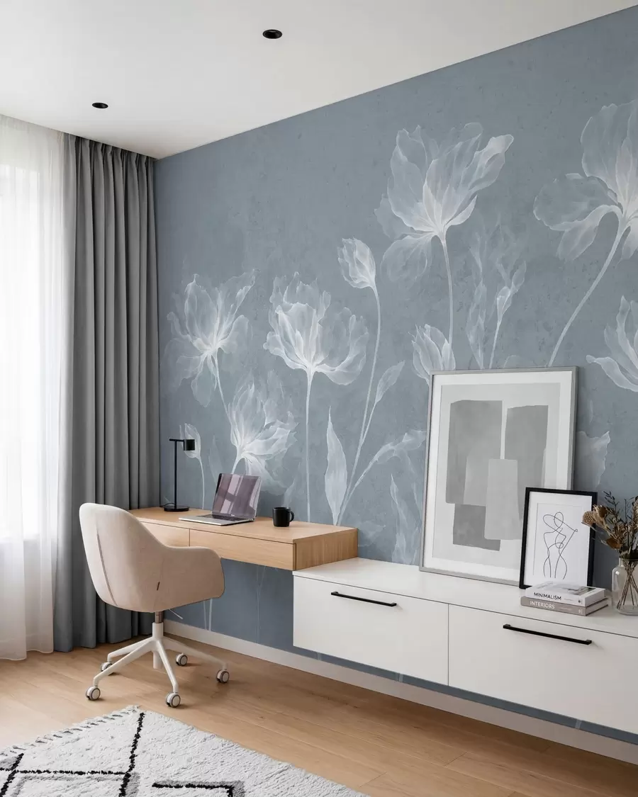 fototapet Flori elegante și aerisite, cu petale translucide dispuse în straturi, pe tulpini lungi și delicate w05579v2