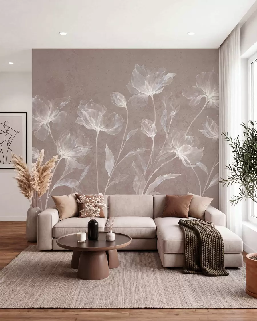 fototapet Flori elegante și aerisite, cu petale translucide dispuse în straturi, pe tulpini lungi și delicate w05579v3