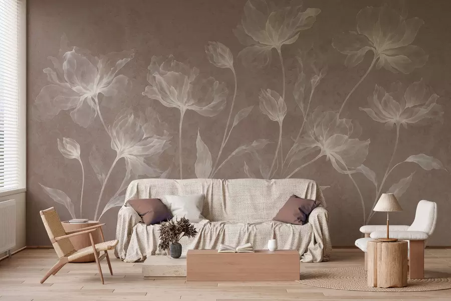 fototapet Flori elegante și aerisite, cu petale translucide dispuse în straturi, pe tulpini lungi și delicate w05579v3