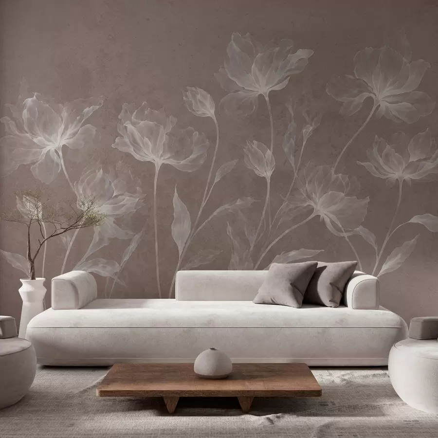 fototapet Flori elegante și aerisite, cu petale translucide dispuse în straturi, pe tulpini lungi și delicate w05579v3