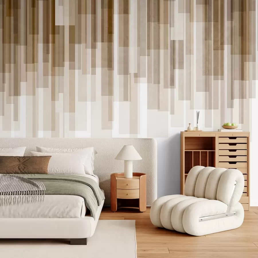 fototapet Dreptunghiuri verticale texturate, cu transparență variabilă și nuanțe de maro, artă abstractă w09889v1