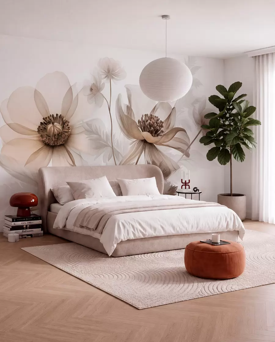 fototapet Studiu floral sepia w09900