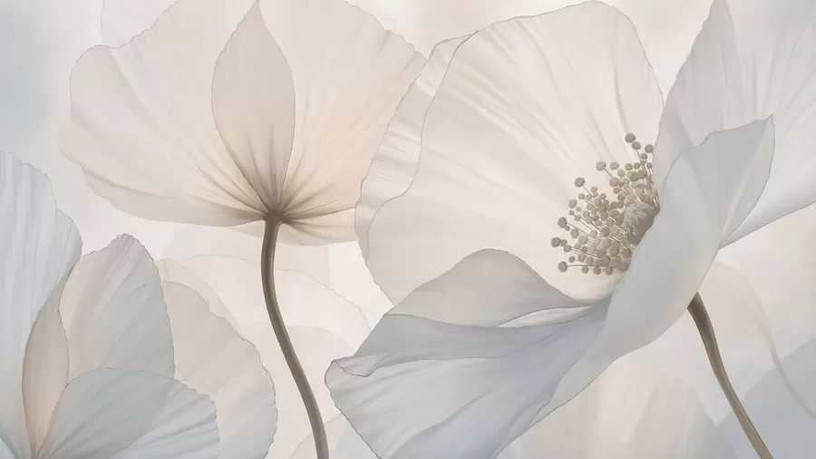 fototapet Flori mari și delicate, în nuanțe pastelate deschise w05692