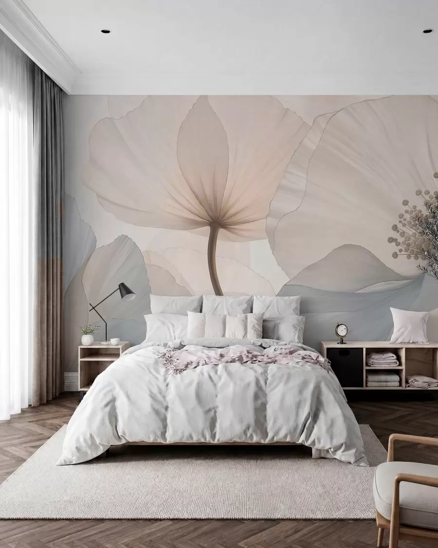 fototapet Flori mari și delicate, în nuanțe pastelate deschise w05692