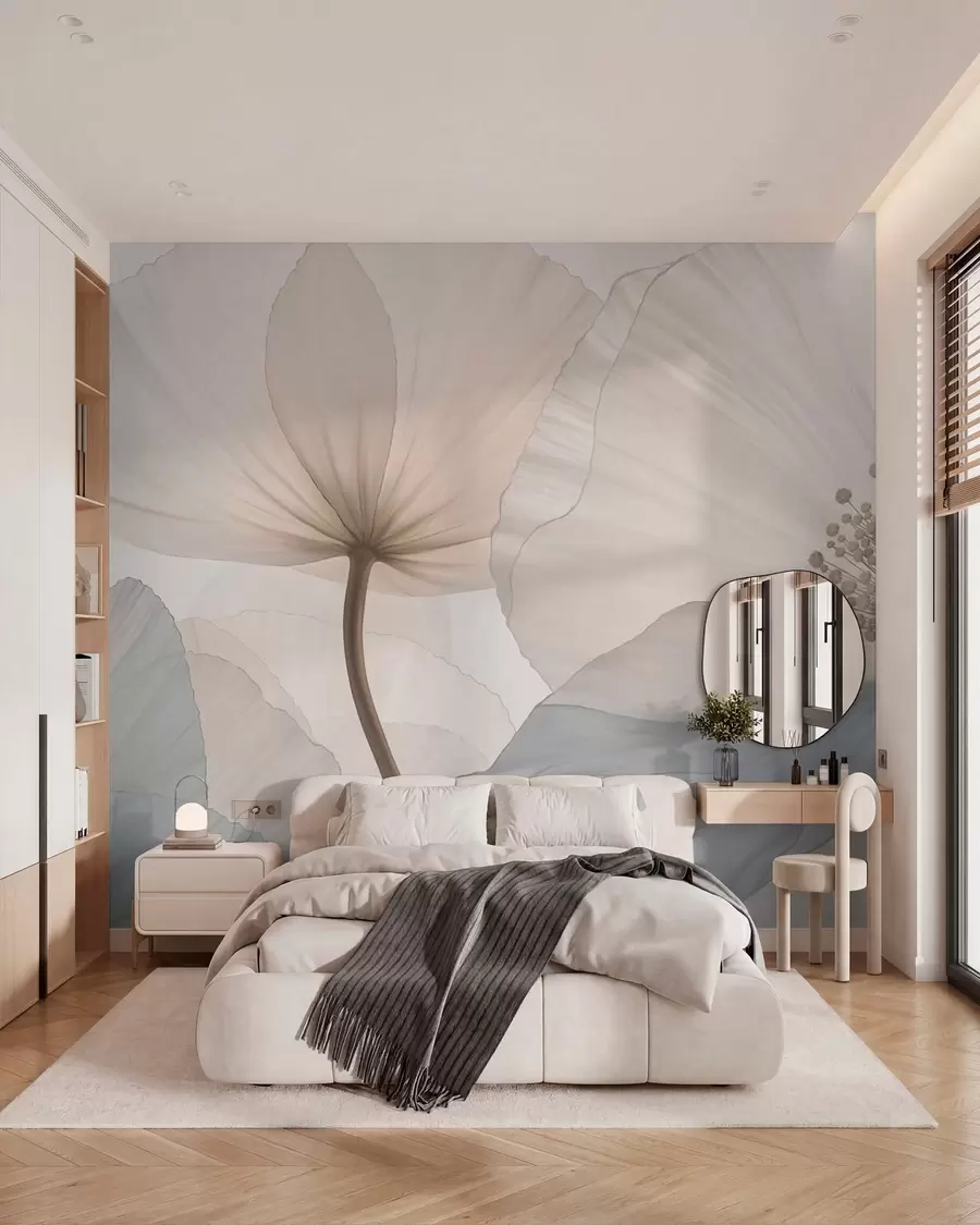fototapet Flori mari și delicate, în nuanțe pastelate deschise w05692