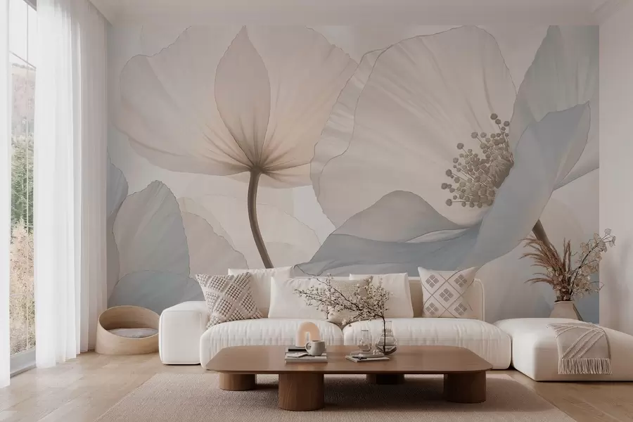 fototapet Flori mari și delicate, în nuanțe pastelate deschise w05692