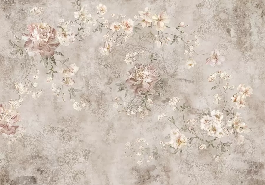 fototapet Ornament floral pe un fundal deschis, cu textură w05698