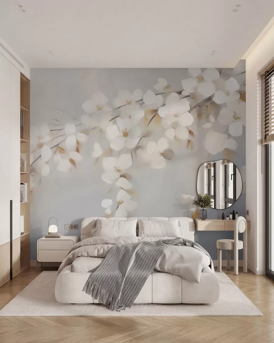 fototapet Ramură abstractă cu flori, imitație de pictură w05665
