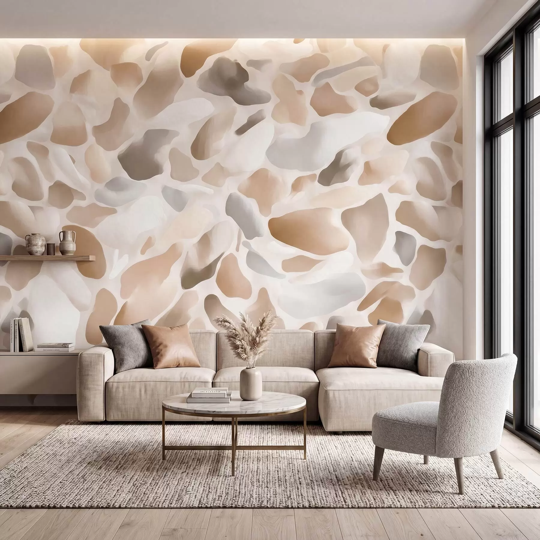 fototapet Textură abstractă de terrazzo natural, în nuanțe deschise w09933