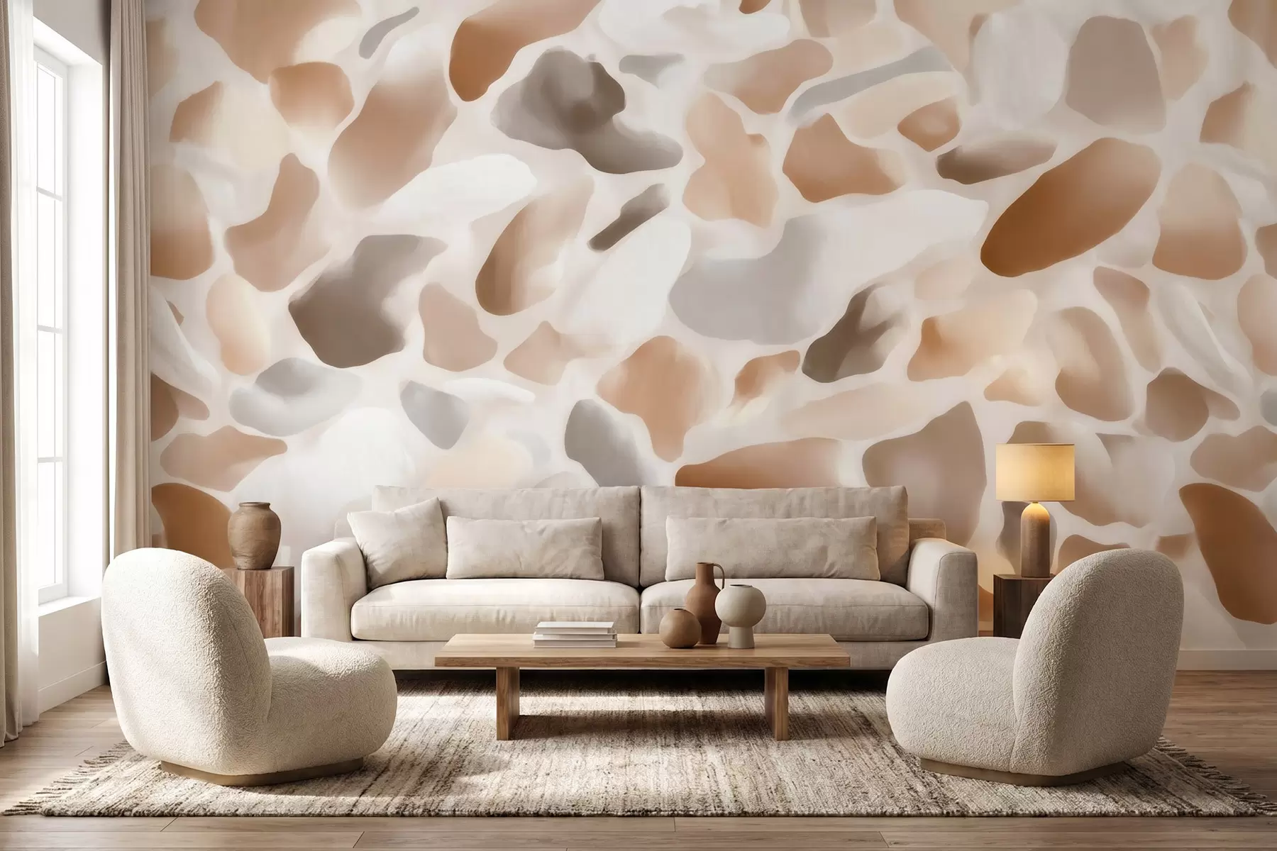 fototapet Textură abstractă de terrazzo natural, în nuanțe deschise w09933