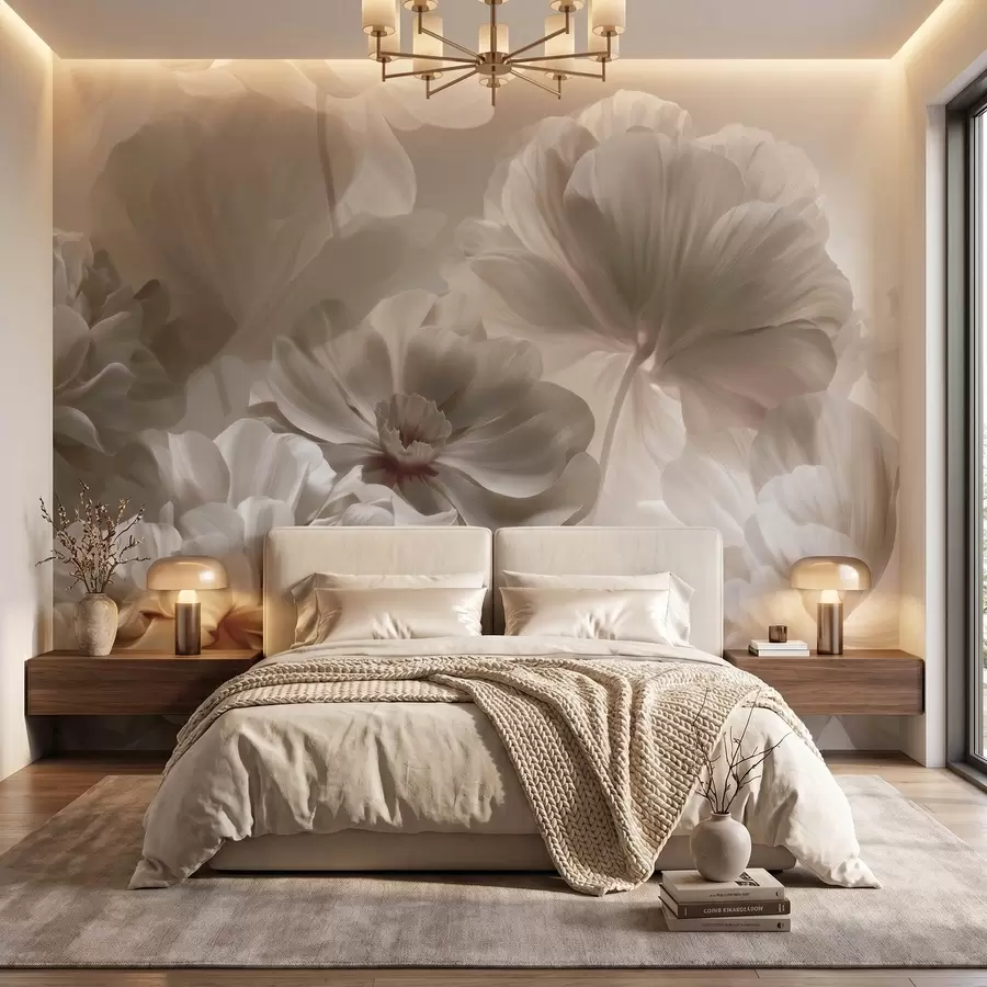 fototapet Petale de magnolie în nuanțe de crem, în stil abstract w09937