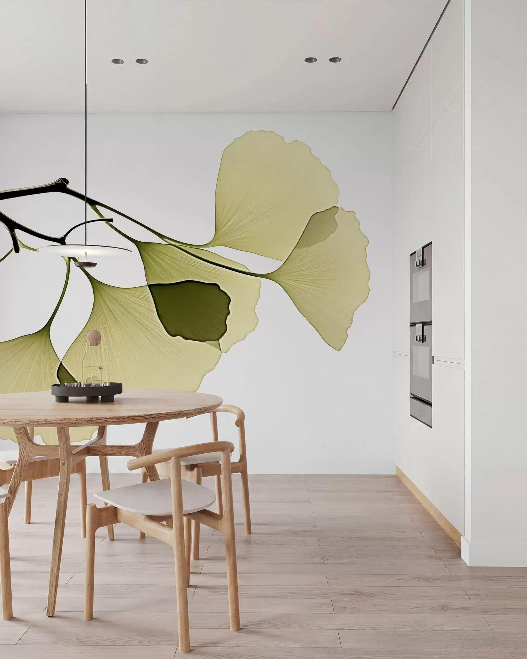 fototapet Frunze de ginkgo în formă de evantai w09968