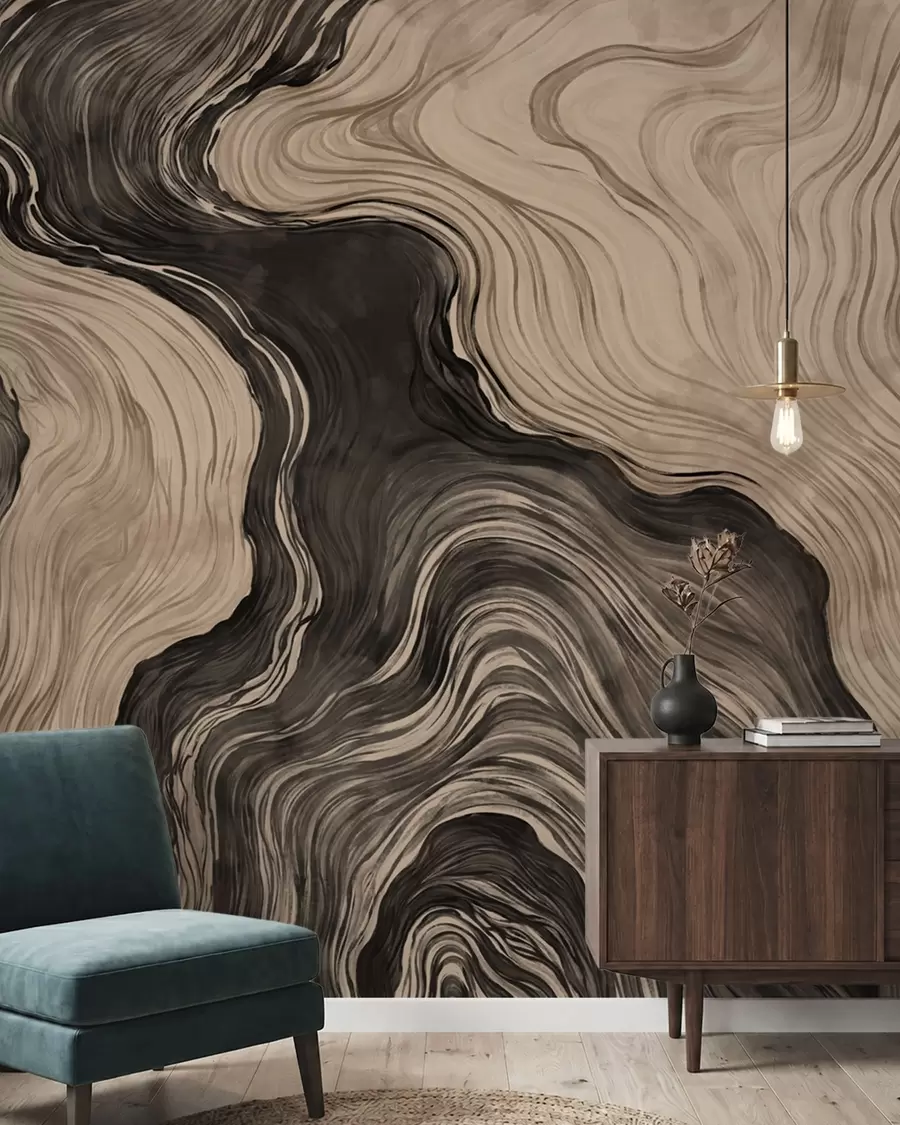 fototapet Un model abstract cu un design liniar care imită fibrele lemnului w05729