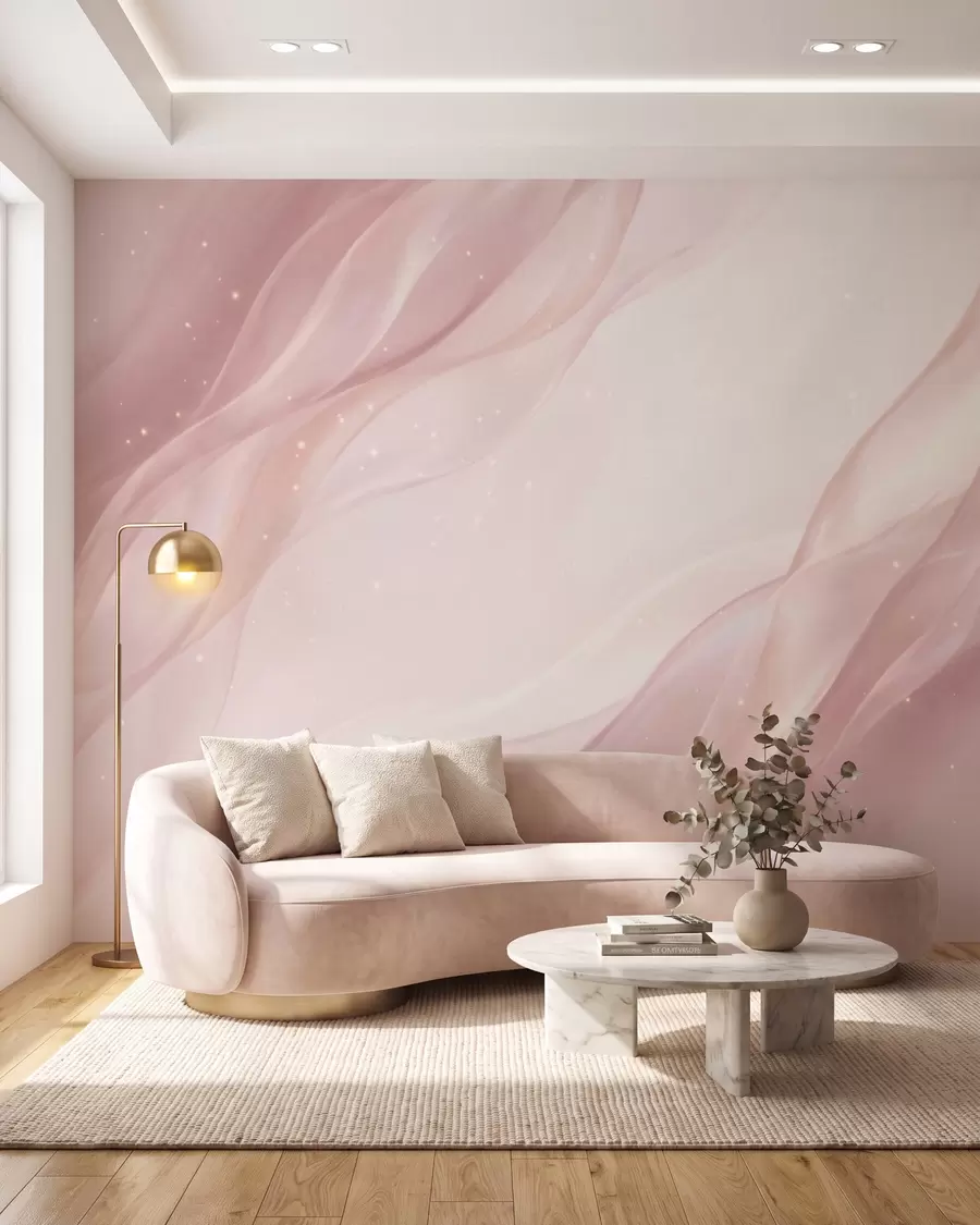 fototapet Compoziție abstractă delicată, în nuanțe delicate de roz w09959