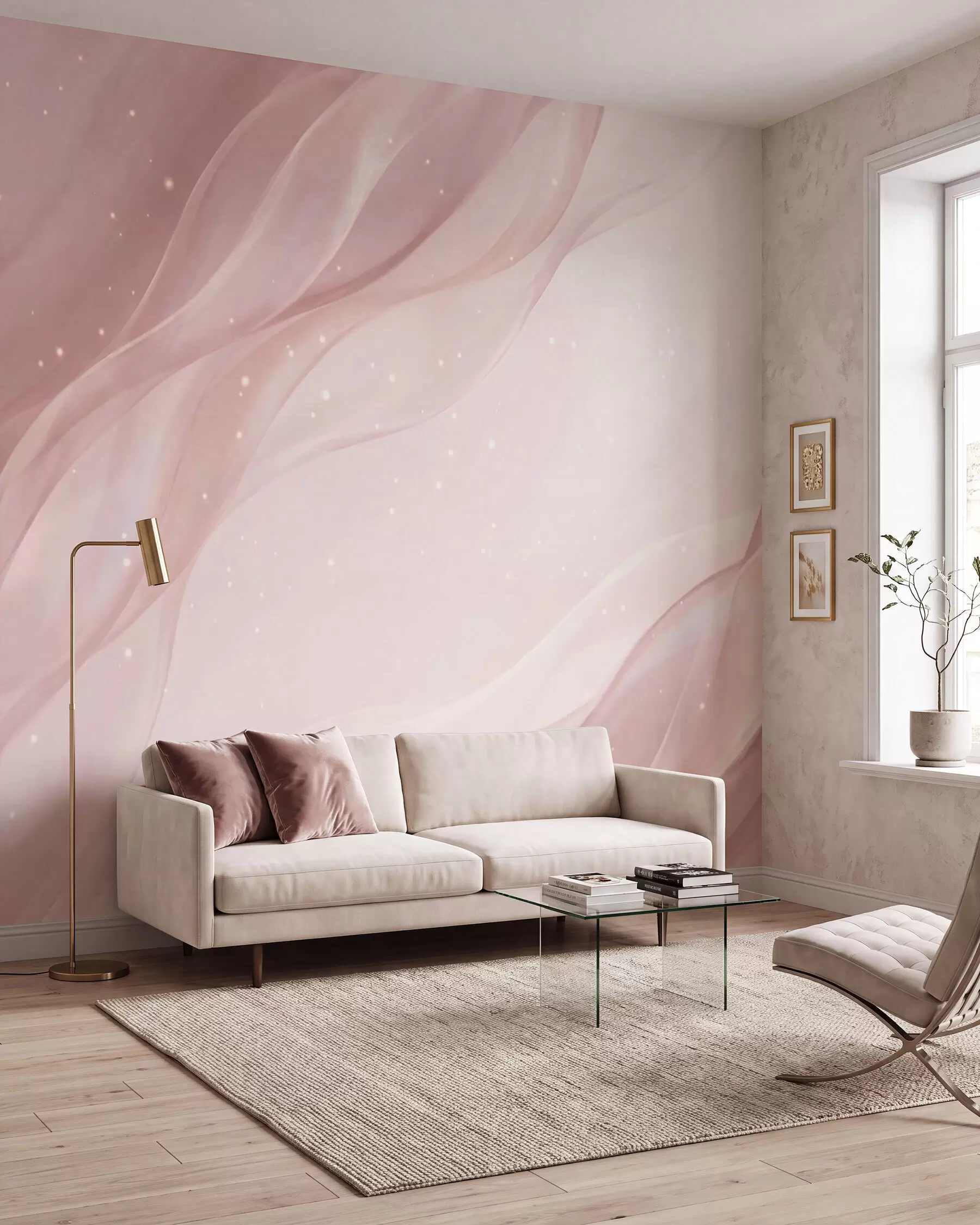 fototapet Compoziție abstractă delicată, în nuanțe delicate de roz w09959