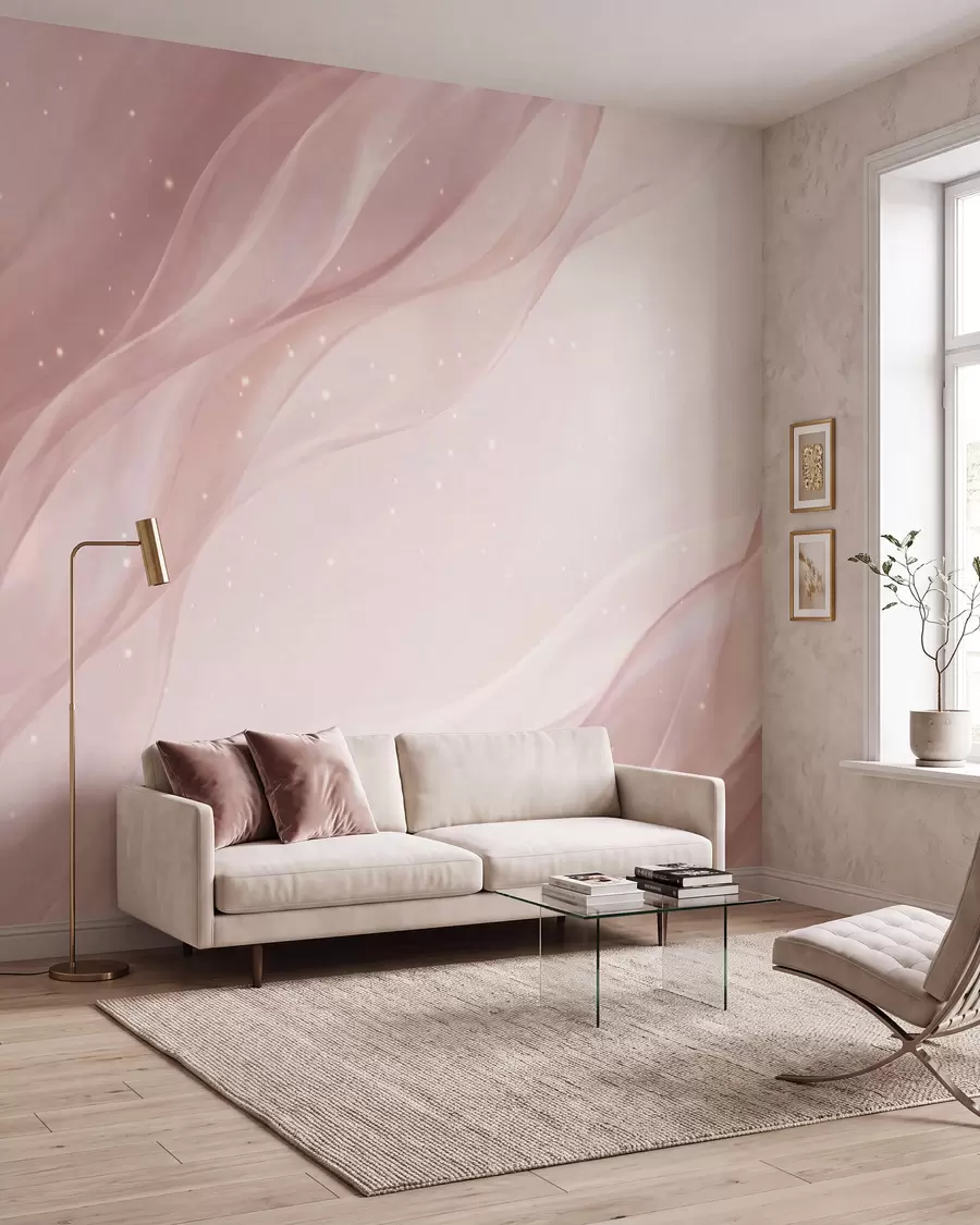 fototapet Compoziție abstractă delicată, în nuanțe delicate de roz w09959