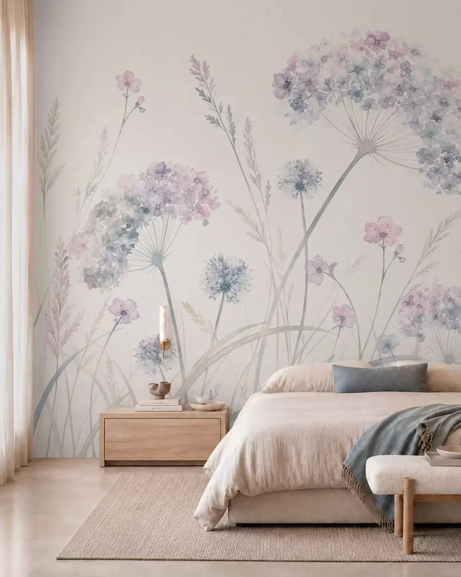 fototapet Flori de pajiște albastre w05731