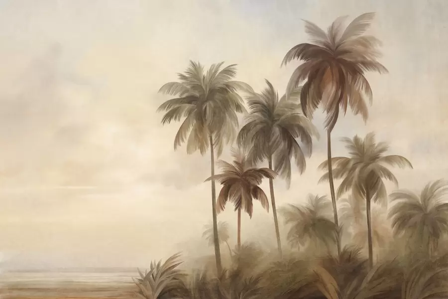 fototapet Palmieri, peisaj tropical, artă texturată w09938