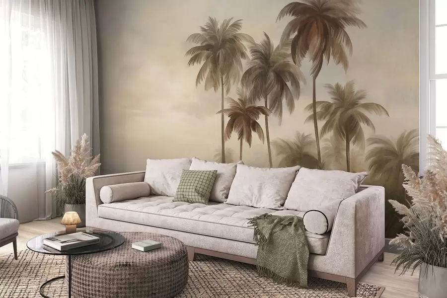 fototapet Palmieri, peisaj tropical, artă texturată w09938