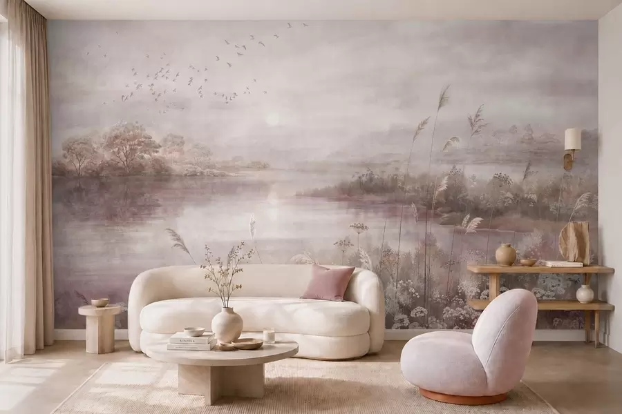 fototapet Lac liniștit în nuanțe delicate de liliac w05813v2