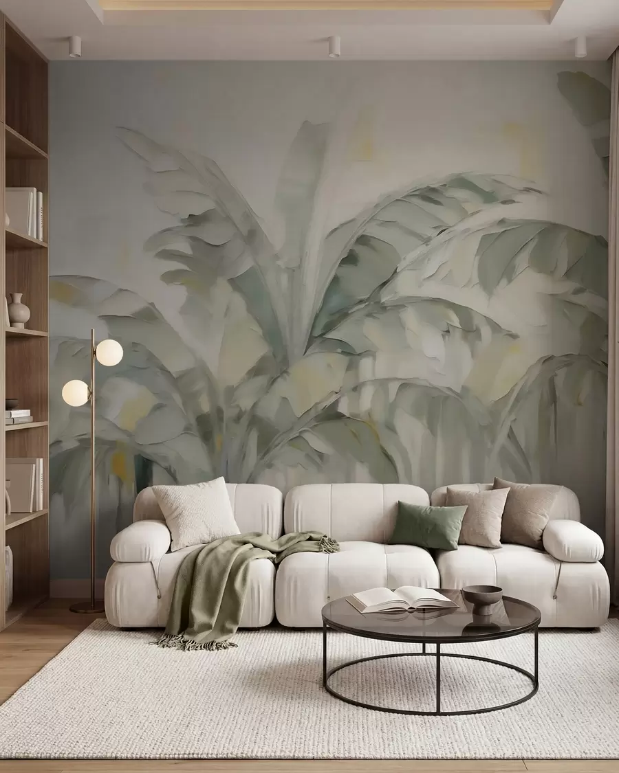 fototapet Frunze de palmier în stil abstract, imitație de pictură w05826