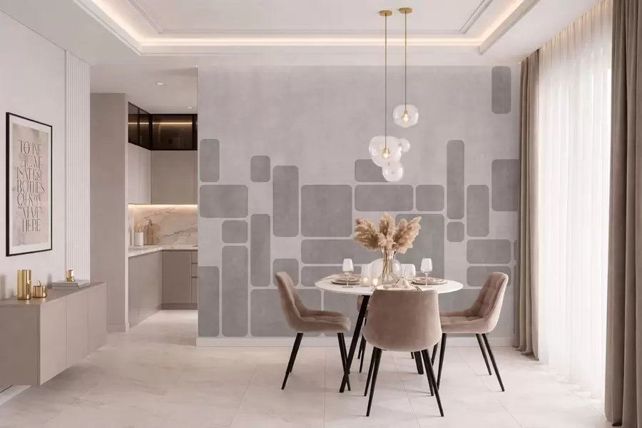 fototapet Motiv geometric în nuanțe delicate de gri și roz pal w05141v1