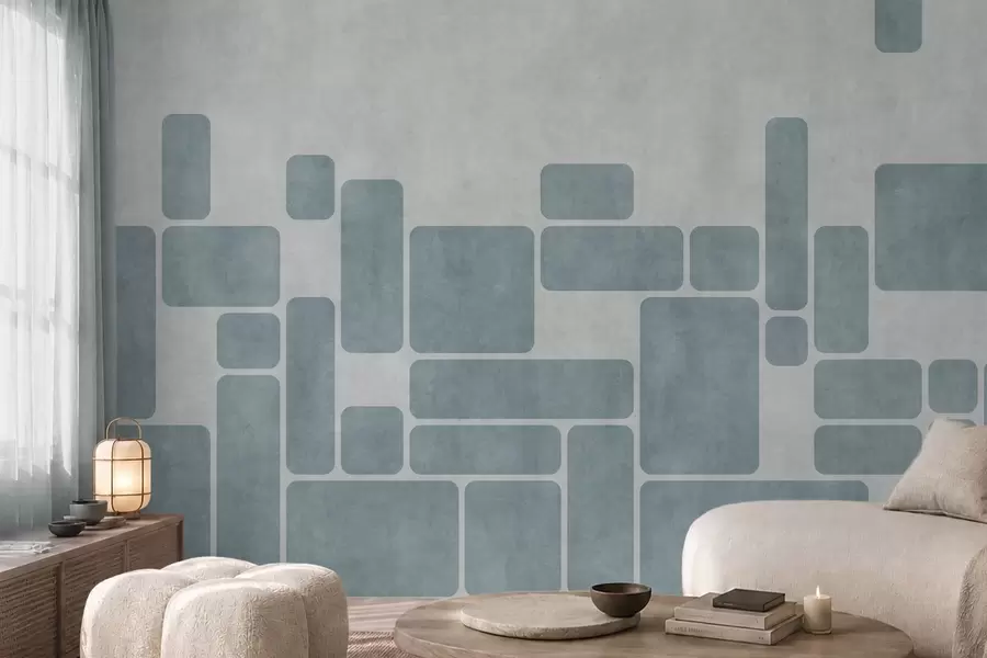 fototapet Model geometric în nuanțe de albastru deschis w05141v2