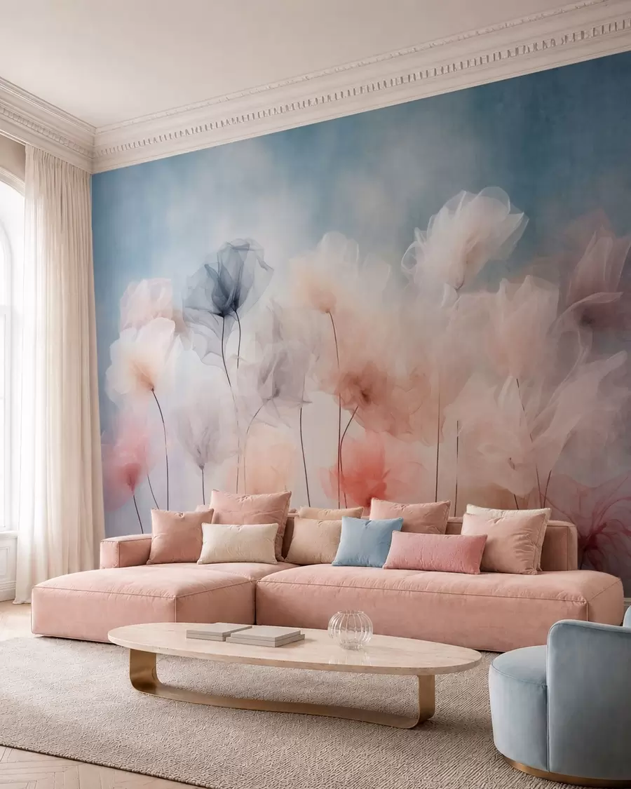 fototapet Flori aerisite, în nuanțe delicate de pastel w05818