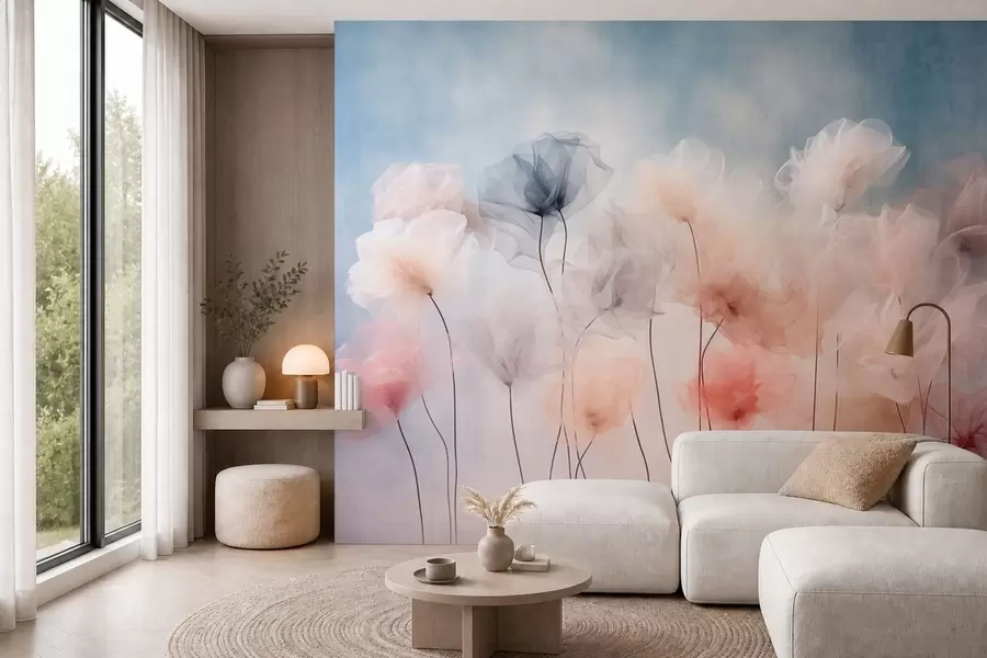 fototapet Flori aerisite, în nuanțe delicate de pastel w05818