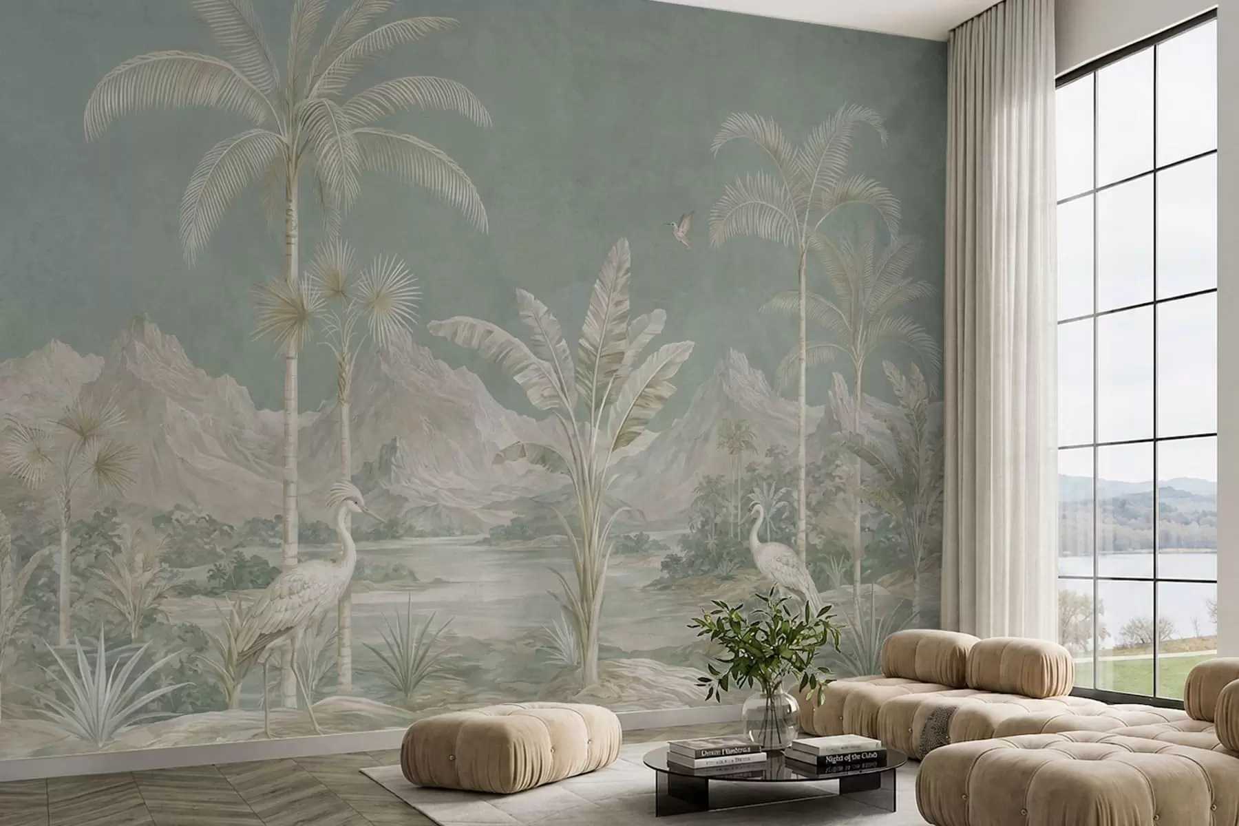 fototapet Peisaj tropical în nuanțe delicate de verde w05819
