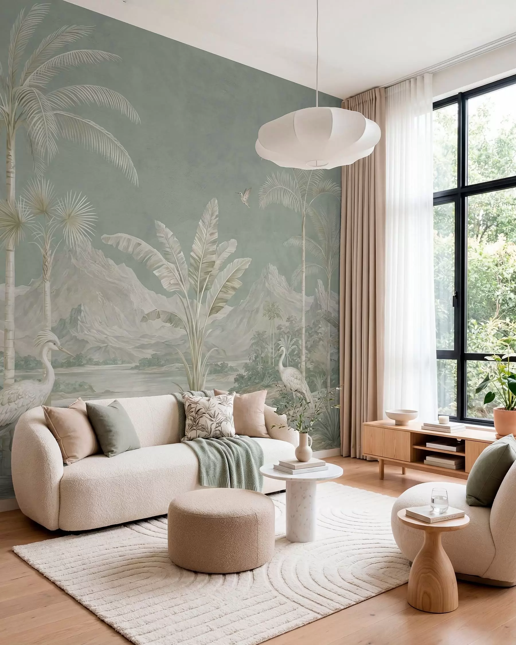 fototapet Peisaj tropical în nuanțe delicate de verde w05819
