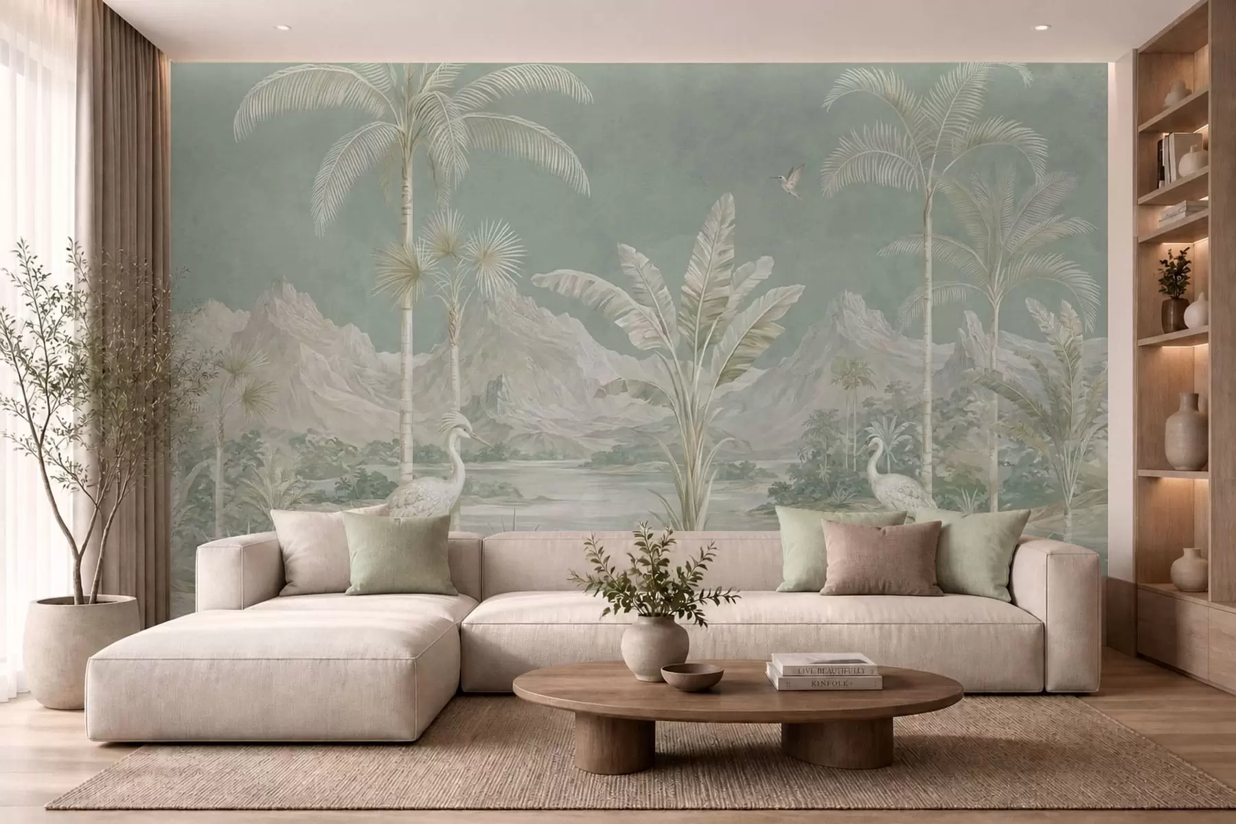 fototapet Peisaj tropical în nuanțe delicate de verde w05819