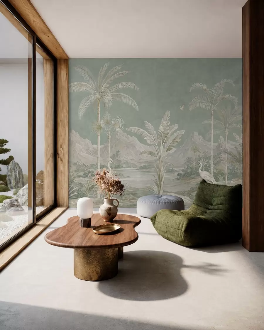 fototapet Peisaj tropical în nuanțe delicate de verde w05819