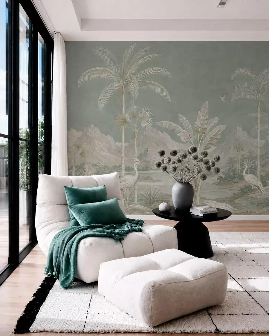 fototapet Peisaj tropical în nuanțe delicate de verde w05819