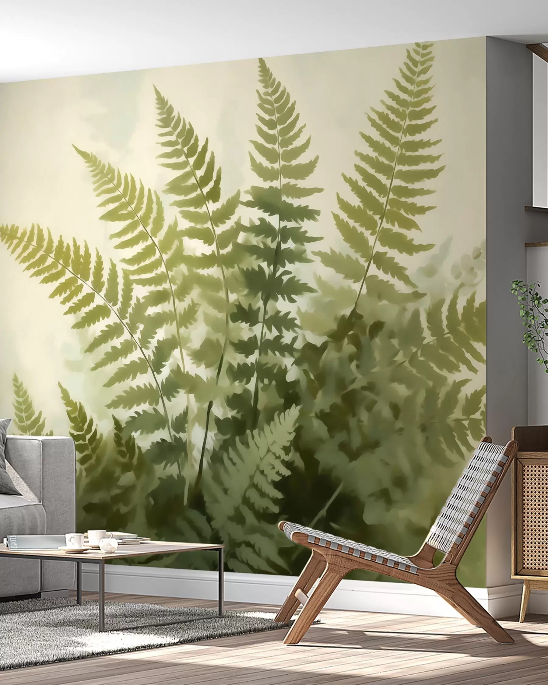 fototapet Frunze de ferigă stilizate în mod abstract, imitație de pictură w05852