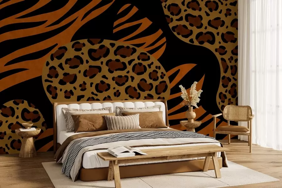 fototapet Modele cu imprimeuri de leopard și tigru, inspirate de animalele sălbatice w05759