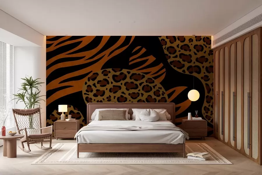 fototapet Modele cu imprimeuri de leopard și tigru, inspirate de animalele sălbatice w05759