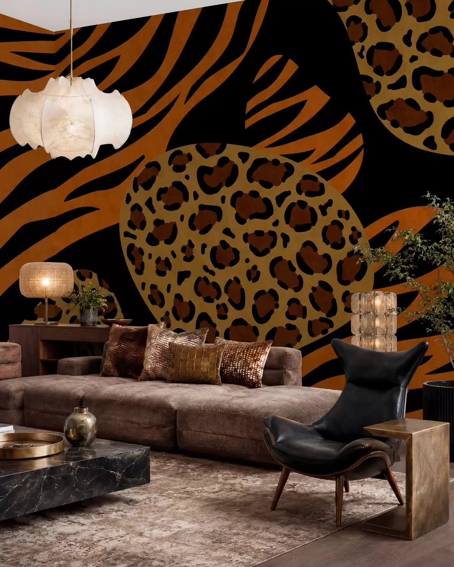 fototapet Modele cu imprimeuri de leopard și tigru, inspirate de animalele sălbatice w05759