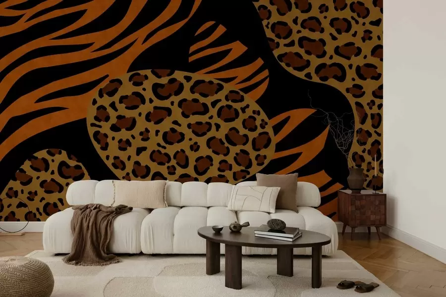 fototapet Modele cu imprimeuri de leopard și tigru, inspirate de animalele sălbatice w05759